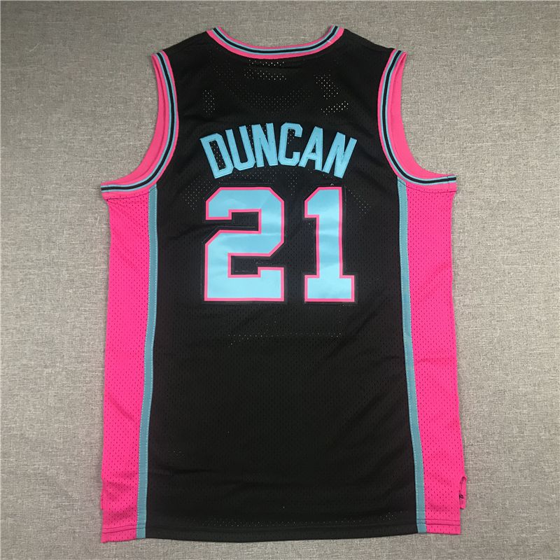 Men San Antonio Spurs #21 Duncan Black pink Best mesh 2021 NBA Jersey